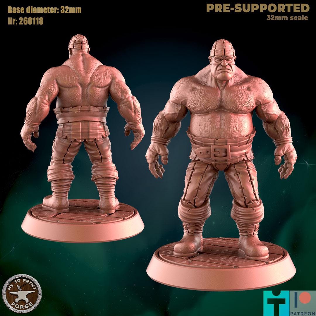 Human Brawler, 4 Poses - Port Town Humans - 32mm Scale - Unpainted Miniature for DnD, Pathfinder, Tabletop RPGs - My3dPrintForge