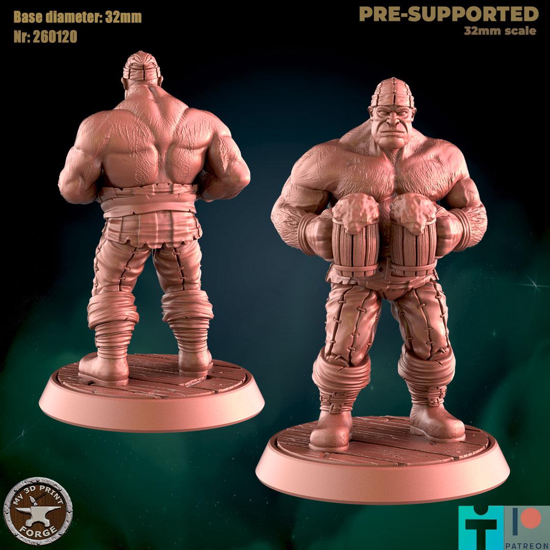 Human Brawler, 4 Poses - Port Town Humans - 32mm Scale - Unpainted Miniature for DnD, Pathfinder, Tabletop RPGs - My3dPrintForge