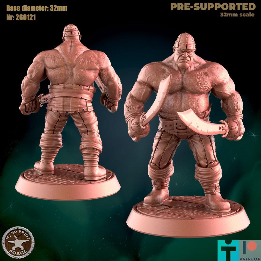 Human Brawler, 4 Poses - Port Town Humans - 32mm Scale - Unpainted Miniature for DnD, Pathfinder, Tabletop RPGs - My3dPrintForge