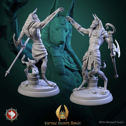 Anhotek, Jackal of the Black Gate - 32mm Scale - Unpainted Miniature for DnD, Pathfinder, Tabletop RPGs - White Werewolf Tavern