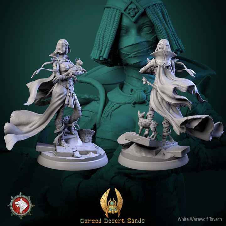 Khepra of the Hollow Court, Female Mummy - 32mm Scale - Unpainted Miniature for DnD, Pathfinder, Tabletop RPGs - White Werewolf Tavern