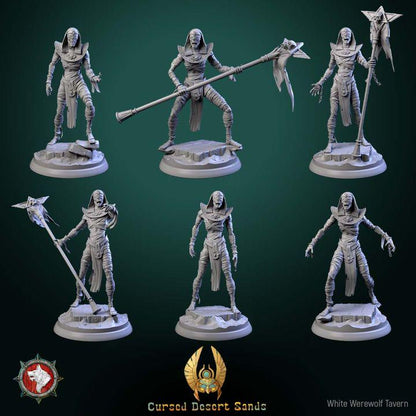 Cursed Mummies - 32mm Scale - Unpainted Miniature for DnD, Pathfinder, Tabletop RPGs - White Werewolf Tavern