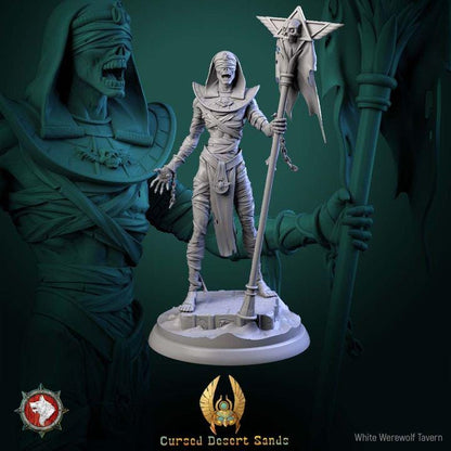 Cursed Mummies - 32mm Scale - Unpainted Miniature for DnD, Pathfinder, Tabletop RPGs - White Werewolf Tavern