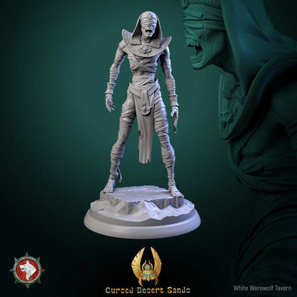 Cursed Mummies - 32mm Scale - Unpainted Miniature for DnD, Pathfinder, Tabletop RPGs - White Werewolf Tavern
