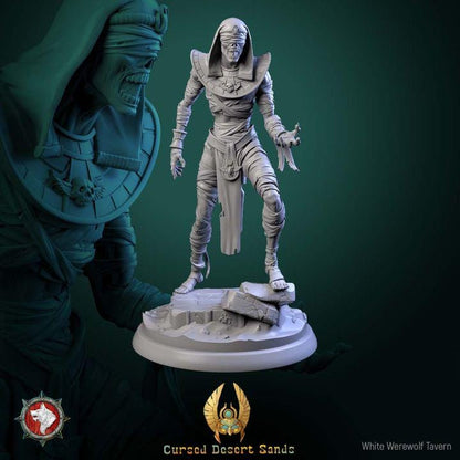 Cursed Mummies - 32mm Scale - Unpainted Miniature for DnD, Pathfinder, Tabletop RPGs - White Werewolf Tavern
