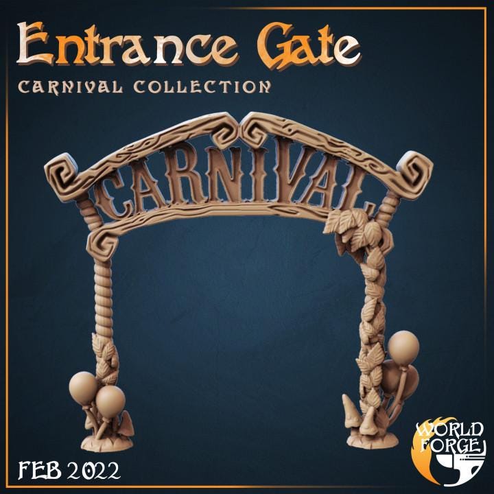 Carnival Entrance Gate - Mirthlight Carnival Collection - 32mm Scale - Unpainted Miniature for DnD, Pathfinder, Tabletop RPGs, and Dioramas