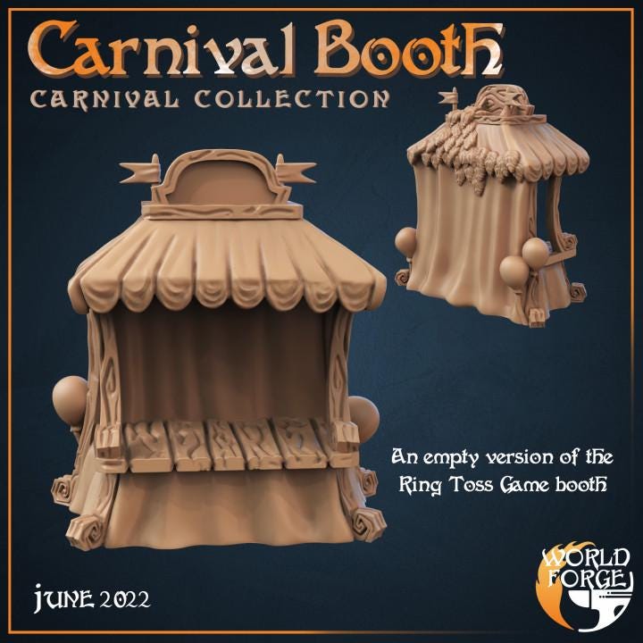 Empty Carnival Booth - Mirthlight Carnival Collection - 32mm Scale - Unpainted Miniature for DnD, Pathfinder, Tabletop RPGs, and Dioramas