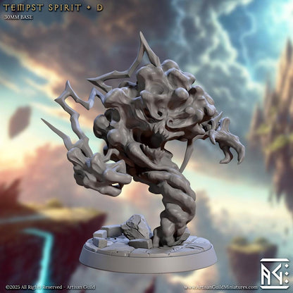 Tempest Spirits, Medium Air Elementals - 32mm Scale - Unpainted Miniature for DnD, Pathfinder, Tabletop RPGs - Artisan Guild