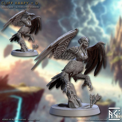 Cliff Harpies - 32mm Scale - Unpainted Miniature for DnD, Pathfinder, Tabletop RPGs - Artisan Guild