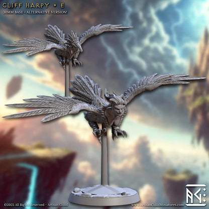 Cliff Harpies - 32mm Scale - Unpainted Miniature for DnD, Pathfinder, Tabletop RPGs - Artisan Guild