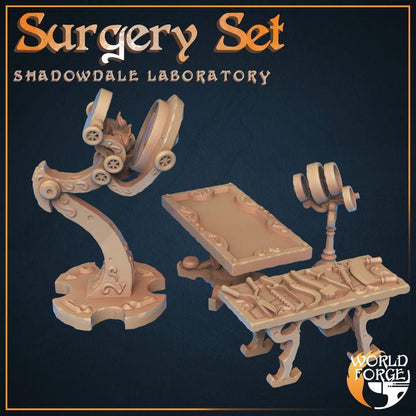 Surgery Set - Shadowdale Evil Laboratory - 32mm Scale - Unpainted Miniature for DnD, Pathfinder, Tabletop RPGs, Dioramas - World Forge