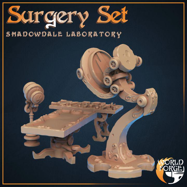 Surgery Set - Shadowdale Evil Laboratory - 32mm Scale - Unpainted Miniature for DnD, Pathfinder, Tabletop RPGs, Dioramas - World Forge
