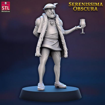 Noble, Senator Zaccaria Contarinir - Serenissima Obscura - 32mm Scale - Unpainted Miniature for DnD, Pathfinder, Tabletop RPGs - STL Minis