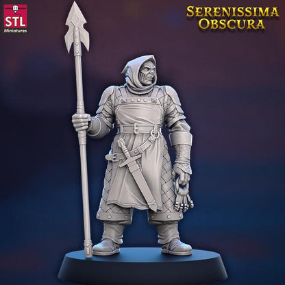 The Warden, Undead Guard - Serenissima Obscura - 32mm Scale - Unpainted Miniature for DnD, Pathfinder, Tabletop RPGs - STL Miniatures