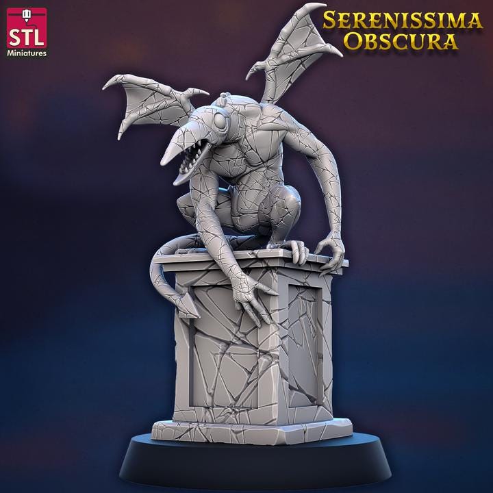 The Stone, Pose C, Animated Statue - Serenissima Obscura - 32mm Scale - Unpainted Miniature for DnD, Pathfinder, Tabletop RPGs - STL Minis