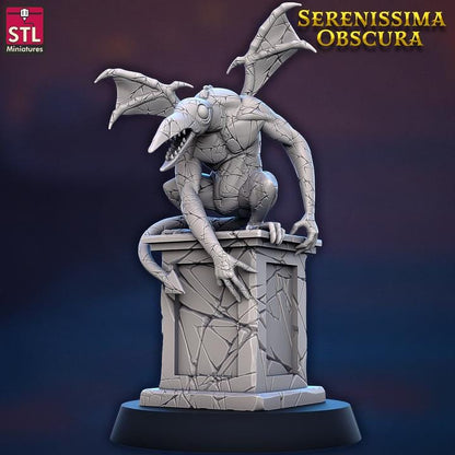 The Stone, Pose C, Animated Statue - Serenissima Obscura - 32mm Scale - Unpainted Miniature for DnD, Pathfinder, Tabletop RPGs - STL Minis