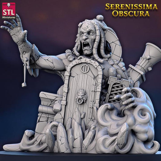 The Stone, Pose A, Animated Statue - Serenissima Obscura - 32mm Scale - Unpainted Miniature for DnD, Pathfinder, Tabletop RPGs - STL Minis
