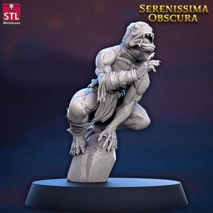Tatuali, Fishfolk - Serenissima Obscura - 32mm Scale - Unpainted Miniature for DnD, Pathfinder, Tabletop RPGs - STL Miniatures