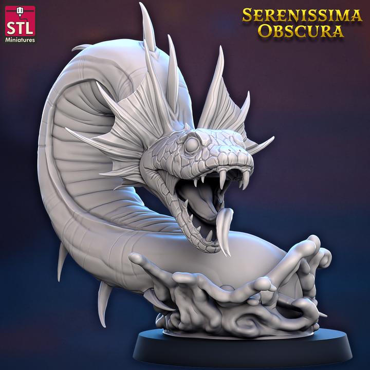 Snake Worm - Serenissima Obscura - 32mm Scale - Unpainted Miniature for DnD, Pathfinder, Tabletop RPGs - STL Miniatures
