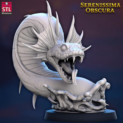 Snake Worm - Serenissima Obscura - 32mm Scale - Unpainted Miniature for DnD, Pathfinder, Tabletop RPGs - STL Miniatures