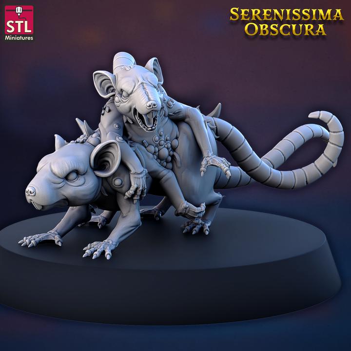 Mutated Rat - Serenissima Obscura - 32mm Scale - Unpainted Miniature for DnD, Pathfinder, Tabletop RPGs - STL Miniatures
