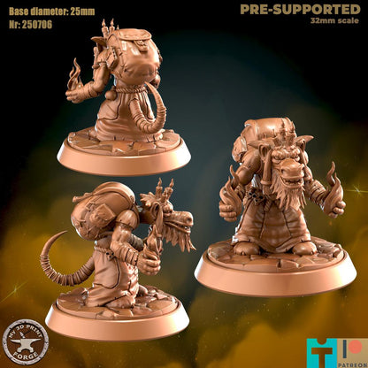 Kobold Pyromancer - 4 Poses - 32mm Scale - Unpainted Miniature for DnD, Pathfinder, Tabletop RPGs - My3dPrintForge
