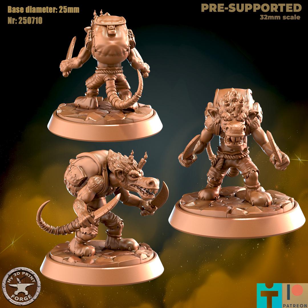 Kobold Thief - 3 Poses - 32mm Scale - Unpainted Miniature for DnD, Pathfinder, Tabletop RPGs - My3dPrintForge