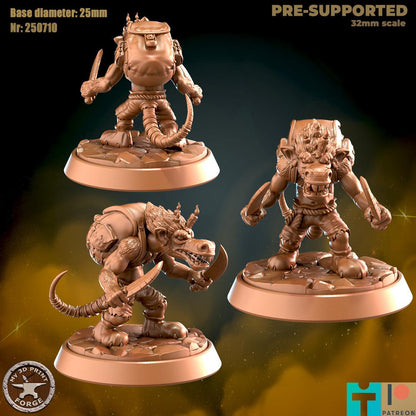 Kobold Thief - 3 Poses - 32mm Scale - Unpainted Miniature for DnD, Pathfinder, Tabletop RPGs - My3dPrintForge