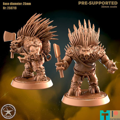 Spined Boarfolk Hunter - 3 Poses - 32mm Scale - Unpainted Miniature for DnD, Pathfinder, Tabletop RPGs - My3dPrintForge