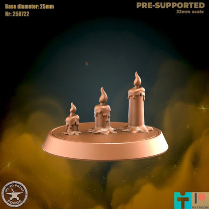 Lit Candles - 32mm Scale - Unpainted Miniature for DnD, Pathfinder, Tabletop RPGs - My3dPrintForge