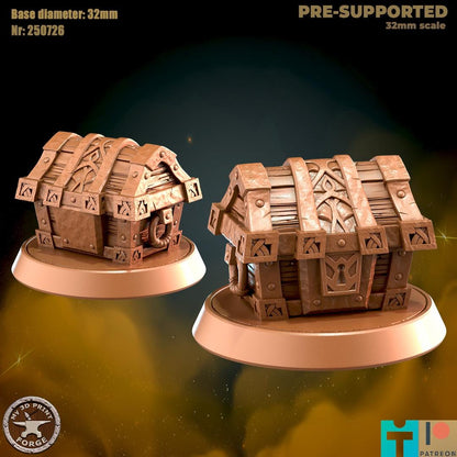 Treasure Chest - 32mm Scale - Unpainted Miniature for DnD, Pathfinder, Tabletop RPGs - My3dPrintForge