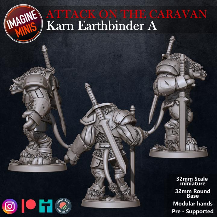 Minotaur Fighter, Karn Earthbinder - Attack on the Caravan Set - Unpainted Miniature