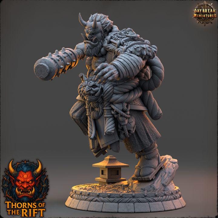 Tetsubō-oni, Oni Miniature - Thorns of the Rift - 32mm Scale - Unpainted Miniature for DnD, Pathfinder, Tabletop RPGs - Daybreak Miniatures