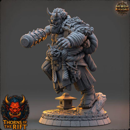 Tetsubō-oni, Oni Miniature - Thorns of the Rift - 32mm Scale - Unpainted Miniature for DnD, Pathfinder, Tabletop RPGs - Daybreak Miniatures