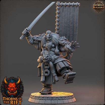Hōnō-hata, Oni Miniature - Thorns of the Rift - 32mm Scale - Unpainted Miniature for DnD, Pathfinder, Tabletop RPGs - Daybreak Miniatures