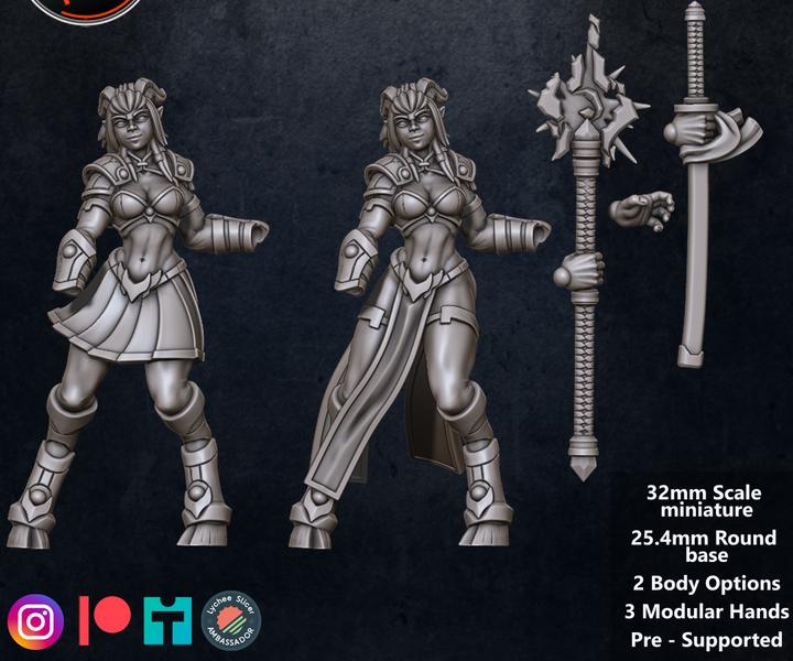 Tiefing Priestess, 2 Poses - Unpainted Miniature