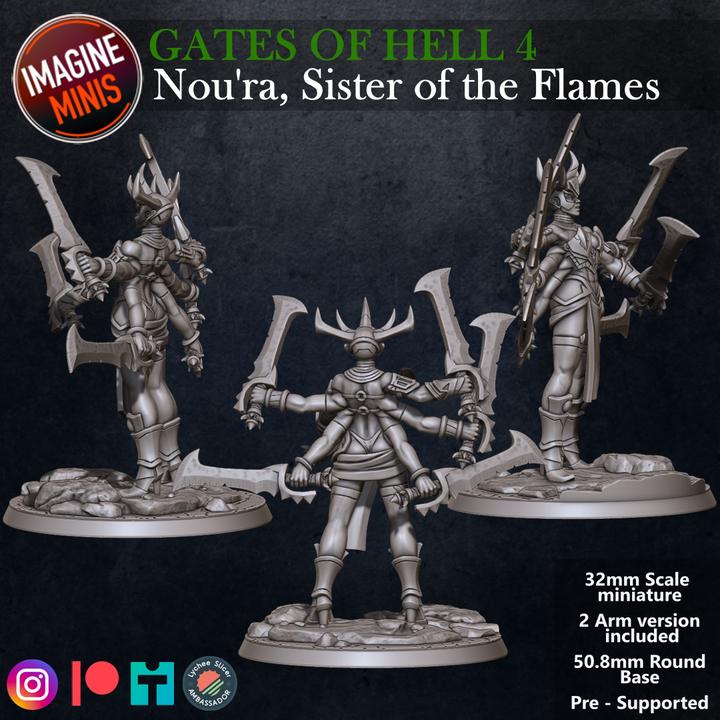 Nou'ra, Sister of the Flames, - Unpainted Miniature