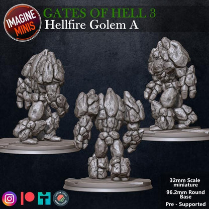 Hell Fire Golem - 32mm Scale - Unpainted Miniature