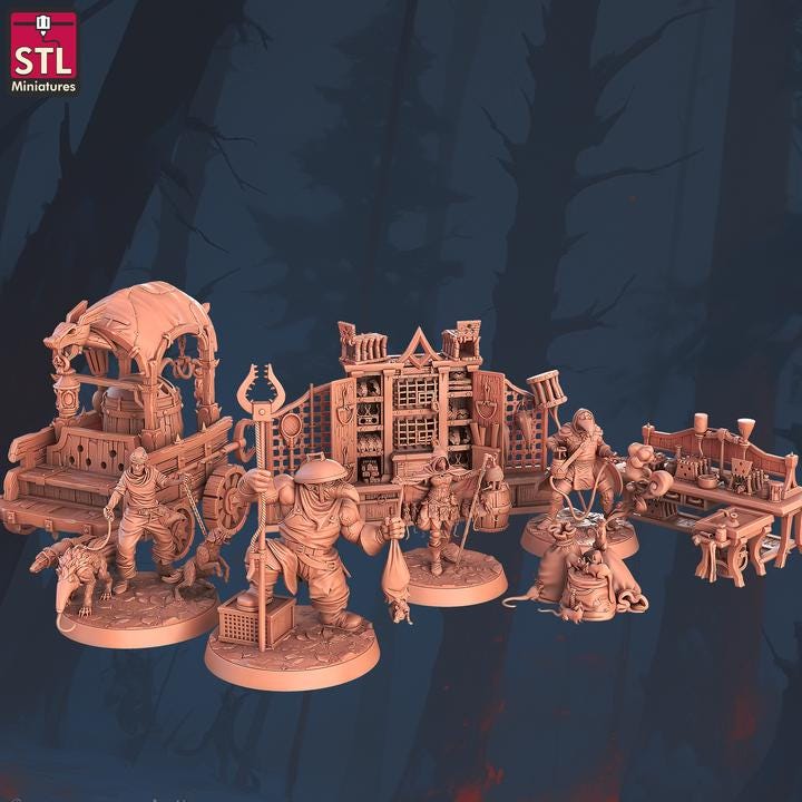 Pest Control Set - Townsfolk NPCs - 32mm Scale - Unpainted Miniature