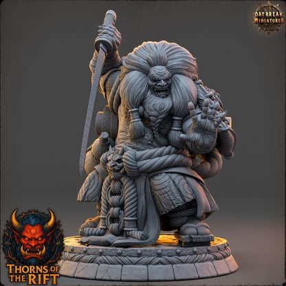 Kurojinrai, Oni Miniature - Thorns of the Rift - 32mm Scale - Unpainted Miniature for DnD, Pathfinder, Tabletop RPGs - Daybreak Miniatures