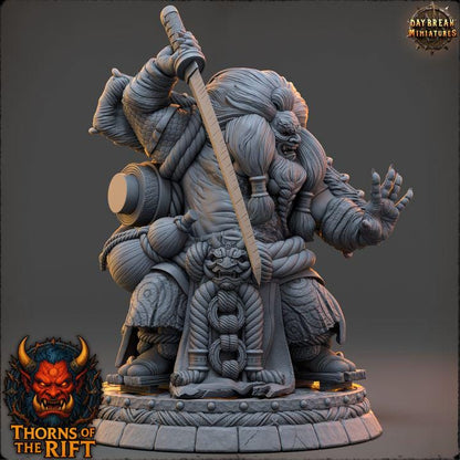 Kurojinrai, Oni Miniature - Thorns of the Rift - 32mm Scale - Unpainted Miniature for DnD, Pathfinder, Tabletop RPGs - Daybreak Miniatures