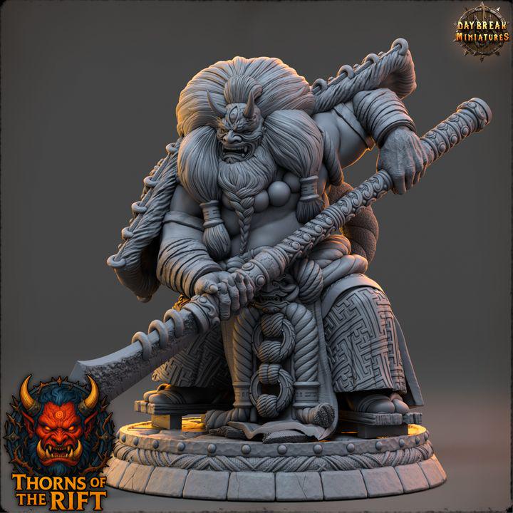 Kyōjintetsu, Oni Miniature - Thorns of the Rift - 32mm Scale - Unpainted Miniature for DnD, Pathfinder, Tabletop RPGs - Daybreak Miniatures