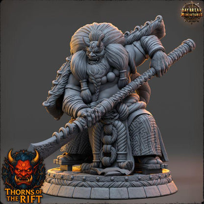 Kyōjintetsu, Oni Miniature - Thorns of the Rift - 32mm Scale - Unpainted Miniature for DnD, Pathfinder, Tabletop RPGs - Daybreak Miniatures