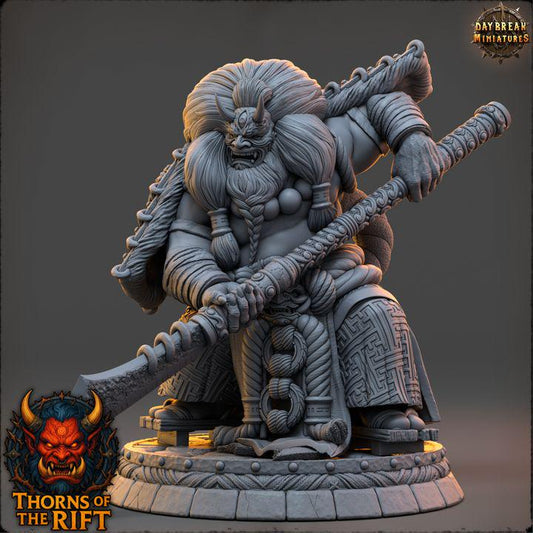 Kyōjintetsu, Oni Miniature - Thorns of the Rift - 32mm Scale - Unpainted Miniature for DnD, Pathfinder, Tabletop RPGs - Daybreak Miniatures