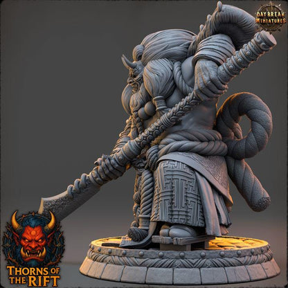 Kyōjintetsu, Oni Miniature - Thorns of the Rift - 32mm Scale - Unpainted Miniature for DnD, Pathfinder, Tabletop RPGs - Daybreak Miniatures