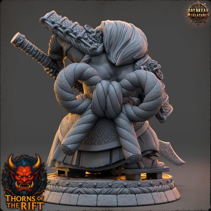 Kyōjintetsu, Oni Miniature - Thorns of the Rift - 32mm Scale - Unpainted Miniature for DnD, Pathfinder, Tabletop RPGs - Daybreak Miniatures
