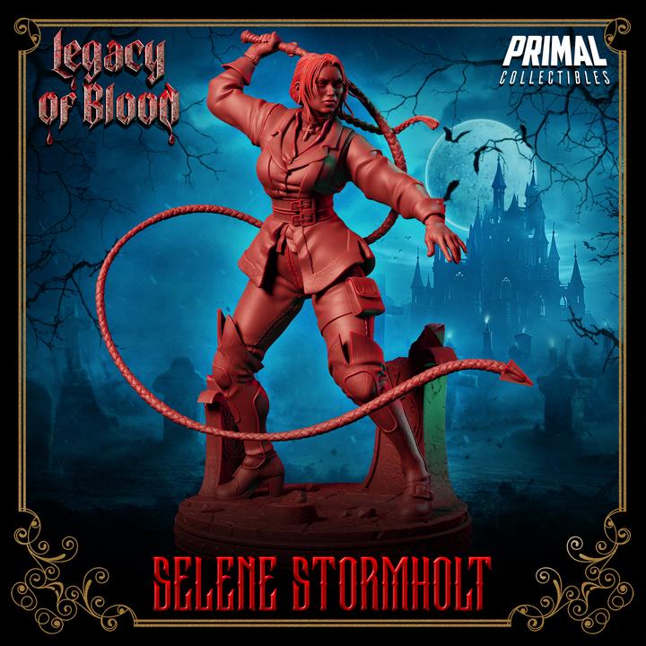 Monster Hunter, Selene Stormholt, Legacy of Blood - 28mm, 32mm, 75mm Scale, Unpainted Miniature for DnD, Pathfinder, Tabletop RPGs, Primal