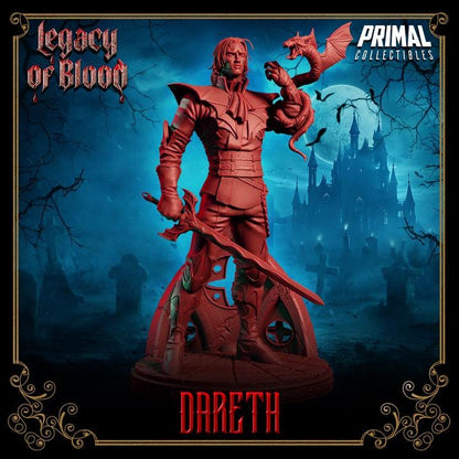 Wizard Dareth, Legacy of Blood - 28mm, 32mm, 75mm Scale - Unpainted Miniature for DnD, Pathfinder, Tabletop RPGs - Primal Collectibles