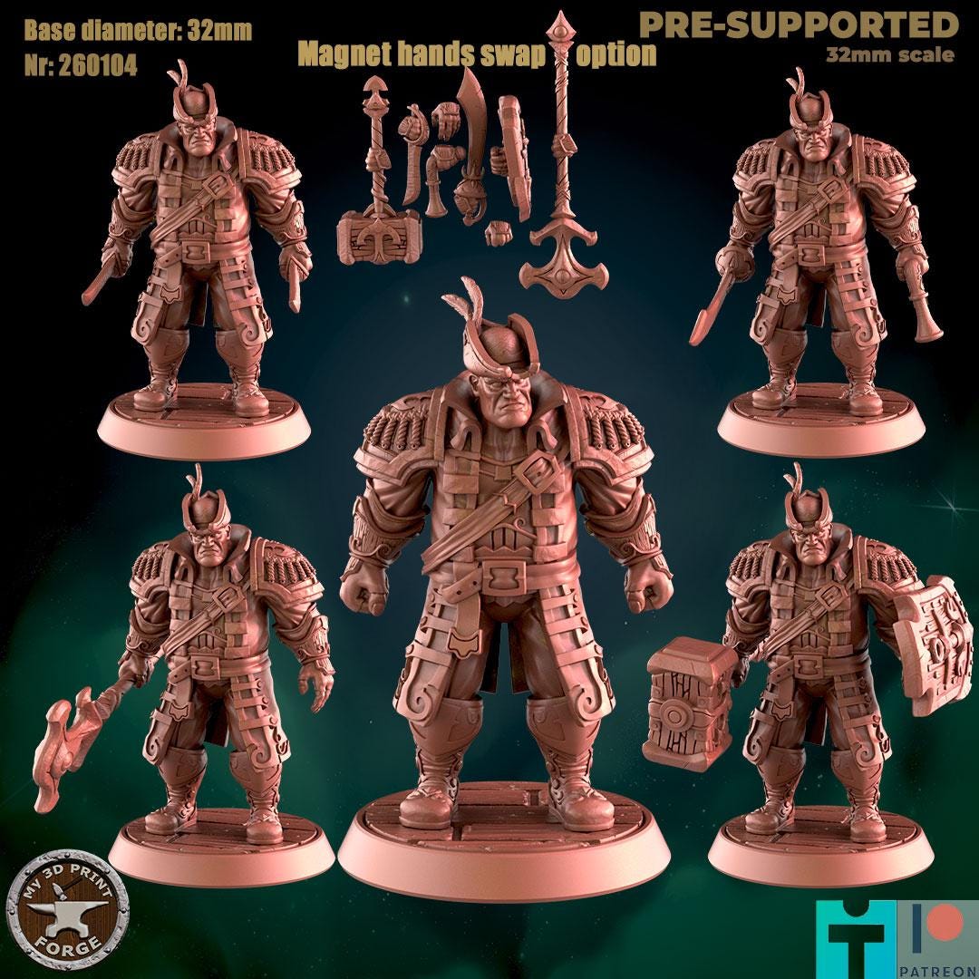 Modular Human Sailor - Port Town Humans - 32mm Scale - Unpainted Miniature for DnD, Pathfinder, Tabletop RPGs - My3dPrintForge