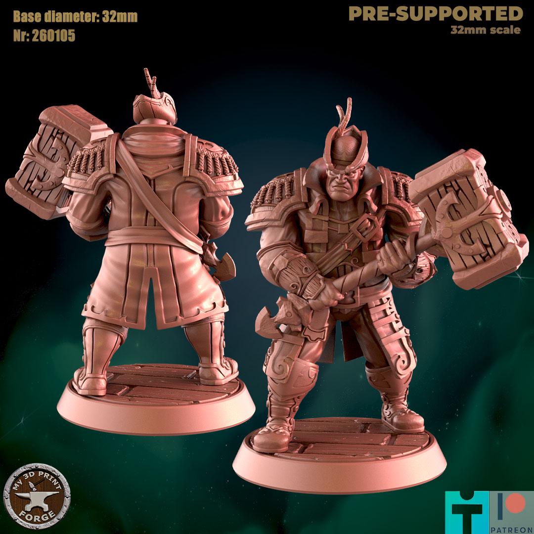 Human Barbarian Sailor - Port Town Humans - 32mm Scale - Unpainted Miniature for DnD, Pathfinder, Tabletop RPGs - My3dPrintForge